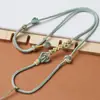 Cordão para Pingente de Oito Fios Totalmente Trançado à Mão, Corda de Colar com Pingente de Jade de Alta Qualidade, Corda Trançada com Bússola de Oito Tesouros em Ouro Fivela de Segurança