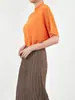 Camiseta Miyake Meia-manga Batmóvel Top Estilo Preguiçoso Verão Design Plissado Sensação Elástico Solto Simples Cor Sólida Top para Mulheres