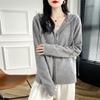 Novo Cardigan de malha de lã feminino com capuz e cordão cor sólida casual elegante para deslocamento simples jaqueta com zíper duplo