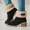 Botas para mujer de talla grande para comercio exterior, estilo Wish Amazon, otoño e invierno 2026, botas de nieve de gamuza con tacón grueso de media caña, estilo europeo y americano, botas de algodón para mujer