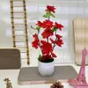Bonsái Simulado de Flor de Durazno de Tres Ramas Decoración de Escritorio para Sala de Estar en Casa Flor Artificial en Maceta Diseño de Jardín en Balcón Adornos de Plantas Verdes