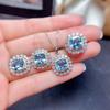 Celebridades de Internet Transmisión en Vivo Imitación Set de Cristal Colorido Natural Topacio Azul Cielo Collar Anillo Colgante Aretes para Mujeres