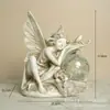 Luz de noche de ángel alimentada por energía solar transfronteriza, artesanía de resina, hada de las flores, adorno para jardín, estatua de niña para jardín de patio