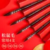 Pincel Rojo Gordo Pluma de Acuarela Suministros de Arte Set de Pintura de Pelo de Ardilla Pincel de Acuarela Liner de Cabeza Redonda de Madera
