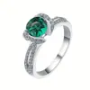 Huitan Venta Caliente Transfronteriza Anillo Esmeralda para Mujer Anillo de Lujo Ligero para Dama Elegante Elegante Accesorios de Vestir