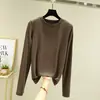 Camiseta Base de Modal Manga Larga para Mujer Corte Ajustado Ropa Interior Otoño Top Cuello Redondo Nuevo 2024 Primavera y Otoño Estilo Occidental