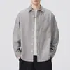 Novas camisas masculinas de outono, tops casuais soltos, camisas masculinas de algodão puro com trama colorida de manga comprida, jaquetas da moda atacado