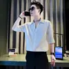 Camiseta de manga corta para hombre con cuello en V 2026 nuevo estilo polo elegante tacto de alta gama ropa de hombre estilo de hombre verano top de seda helada