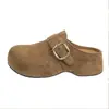 Sandalias retro cerradas sin cordones de cuero genuino para mujer, zapatos casuales tipo Birkenstock sin cordones para uso en exteriores, nuevo modelo de otoño