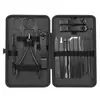 Set Negro de 18 Piezas Recortador Cortauñas Set Completo Pedicura Herramienta Manicura Pinza de Belleza Traje Cortauñas Acero Inoxidable