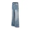 Pantalones Largos Casuales de Pierna Recta Micro-acampanados con Bolsillos Estampado de Estrella Retro Americano Magic Bear Personalidad Cleanfit
