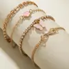 Joyería de Estilo Europeo y Americano, Tobillera Multicapa de Mariposa Estilo Playa Festiva, Set de Joyería para Pie Hueco de Diamantes de Alto Nivel de Ins