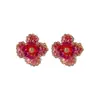 Venda Quente Douyin Brincos de Flor Amarela Degradê Studs de Orelha Doces Super Fadas Studs de Orelha Verde Fresco Atacado Banhado a Ouro Vermelho