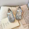 Zapatos de Cuero para Niñas Zapatos de Princesa con Cristales Nuevo Estilo Primavera y Otoño 2025 Zapatos Individuales Elegantes de Moda para Niñas con Suela Suave para Bebé