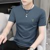 Camiseta Base Masculina de Algodão Modal Respirável de Manga Meia-Manga para o Verão Camiseta de Manga Curta Gola Redonda Camiseta Pesada Atacado