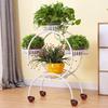 Soporte para Flores de Hierro Forjado de Múltiples Niveles con Ruedas, Soporte Móvil de Piso para Flores, Sala de Estar, Balcón, Interior, Soporte para Macetas de Suculentas y Pothos