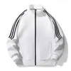 Traje Casual Deportivo de Algodón Puro con Tres Rayas para Hombre, Conjunto de Tres Piezas con Chaqueta Cardigan de Manga Larga con Cuello Alto y Sudadera de Cuello Redondo
