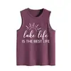 A vida no lago é a melhor Camiseta regata feminina solta grande casual confortável Amazon eBay site independente