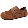 Zapatos Planos Estilo Dulce Brogue con Suela Gruesa para Mujer 2025 Invierno Nuevo Estilo Correa de Hebilla de Una Línea Versátiles Zapatos Pequeños de Cuero que Aumentan la Altura Interior