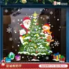 Pegatinas Estáticas de Papá Noel y Árbol de Navidad para Ventanas, Pegatinas para Puertas de Vidrio, Calcomanías para Ventanas, Decoraciones Navideñas, Montaje de Escena