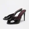 Sandalias de Tacón Alto Peep-Toe de Moda de 10 cm, Tacones Altos de Charol Elegantes y de Lujo Ligero para Mujer, Versátiles para el Uso Diario, Tacones Altos Finos, Transfronterizo