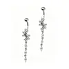 Joyería para piercing con incrustación de circonita, barra de acero inoxidable, accesorios de cobre, base de rosca externa giratoria, adorno para ombligo