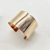 Pulsera Metálica Ancha Exagerada Estilo Europeo y Americano con Acabado de Espejo, Joyería Geométrica en Capas Ajustable para Mujeres