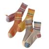 Calcetines de Otoño e Invierno para Mujer Calcetines Gruesos con Combinación de Colores Tipo Mocasín Estilo Japonés Sencillos Calcetines de Algodón para Mujer Rayados en Color Contraste Calcetines Cálidos de Media Caña
