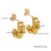 Pendientes de Acero Inoxidable con Galvanoplastia al Vacío en Forma de C, Aros Exagerados de Textura Estilo Europeo y Americano, Pendientes de Diseño de Nicho para Mujer