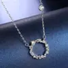 Versión Coreana de La Leyenda del Mar Azul, Mismo Estilo que Jeon Ji-Hyun, Collar con Colgante Círculo Marino con Incrustaciones de Circonita, Pendientes