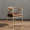 Silla de Comedor de Hierro Forjado de Lujo Nórdico Silla con Respaldo para el Hogar Silla de Ocio Moderna para Restaurante Celebridad de Internet Silla de Oficina para Restaurante de Hotel