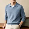 Suéter de Punto de Manga Larga para Hombre con Cuello de Gaviota, Suéter de Jacquard Suelto de Moda Estilo Coreano Tendencia, Nueva Camisa Básica Otoño/Invierno para Hombre