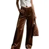 2026 Amazon Transfronterizo Wish Sitio Independiente Ropa para Mujer: Pantalones Casuales de Terciopelo Sueltos de Color Sólido de Cintura Alta con Bolsillos de Pierna Recta