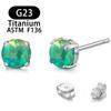 Pendientes de Platino Transfronterizos Redondos de 4 mm con Cuatro Garras Ópalo Azul Blanco Verde Pasador de Cobre Pendientes Simples Versátiles para Mujer