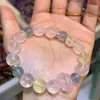Pulseira Branca de Ametista Boliviana Natural Qiaoen com Quartzo Rosa de Moçambique, Cristal de Partícula Grande Personalizado para Mulheres