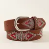 Cinto de Couro com Pedrarias Estampa de Cobra Personalizável Nova Moda para Mulheres Cinturão Retro Europeu e Americano Fivela de Pino Inlaid para Mulheres