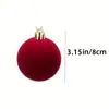 Layout de Cena Personalizado Enfeites de Árvore de Natal Bolas de Natal Veludo Artificial Novo Vermelho e Verde Natal Flockagem Flores Bolas