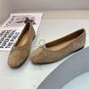 Zapatos de tacón con estampado de leopardo francés para mujer 2025 Otoño Punta redonda Planos con lazo Versátiles Zapatos Mary Jane Ligeros Suela suave