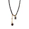Serie de Collares de Cristal Negro Simple de Moda Vintage Exquisito Lujo Ligero Versátil Cadena de Clavícula de Gama Alta Súper Brillante para Mujeres