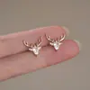 Pendientes de Reno de Navidad Exquisitos Cao Shi para Mujer Douyin Nuevo Estilo Navideño Astas Pendientes de Zirconia en Forma de Gota Microincrustada
