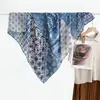 Nuevo pañuelo cuadrado de seda de doble cara con patrón de espiga bicolor para otoño e invierno de 90 cm, pañuelo y chal de moda con margarita verde de doble uso