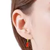 Brincos retangulares de ouro de areia vietnamita versão coreana atacado brincos de zircônia Joker moda com joia de pedra brincos de temperamento