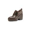 Zapatos de Salón Individuales Cómodos de Tacón Grueso de 9 cm con Plataforma, Punta Fina, Impermeables, Tacón Súper Alto, Hebilla, Piel Genuina para Mujer ~Nuevo Estilo 2026