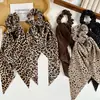 Goma para el pelo scrunchie vintage con estampado de leopardo y diseño de pañuelo de seda, estilo coreano, versátil, para coleta baja, accesorio para el cabello respetuoso con el cabello