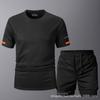Conjunto de Terno de Malha de Secagem Rápida Tamanho Europeu Transfronteiriço, Novo Estilo de Verão Camiseta de Manga Curta Traje Esportivo para Corrida e Fitness, Secagem Rápida