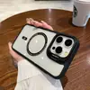 Funda de teléfono magnética con soporte para lente para Apple 15promax resistente a caídas 14 acrílica 13/12 moderna 11