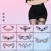 Anillo para Pierna con Tatuaje de Corazón Pegatina Impermeable Femenino Larga Duración Sexy Seda Negra Muslo Herbal Semi-Permanente Jugo Privado