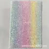 Tecido com Glitter Arco-Íris para Termocolar com Brilho Fino, Brilho Grosso, Brilho Preto, Prata Cinderela e Miçangas Coloridas de Prata para Textura DIY Termocolante Atacado
