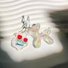 Chaveiro Cachorro Balão Luminoso com Glitter Fino, Acessório Tag de Flor de Cachorrinho para Bolsas, Pingente para Estojo de Fone de Ouvido, Novo Modelo 2025
