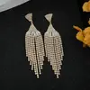 Pendientes Largos Europeos y Americanos Populares Super Brillantes con Borlas Exageradas para Mujer, Modernos, Lujo Ligero, Gama Alta, Tendencia, Exquisitos y Versátiles